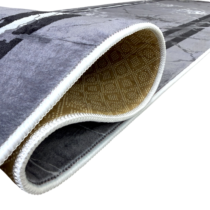 Traversă hol antiderapantă, 80x300 cm, model marmură gri cu chenare negre [7]