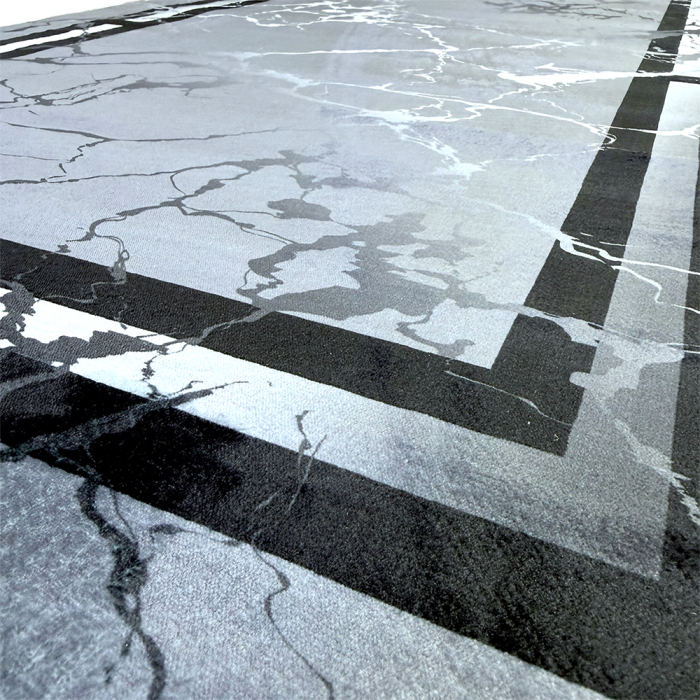 Traversă hol antiderapantă, 80x300 cm, model marmură gri cu chenare negre [6]