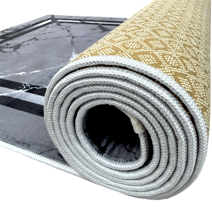 Traversă hol antiderapantă, 80x300 cm, model marmură gri cu chenare negre [8]