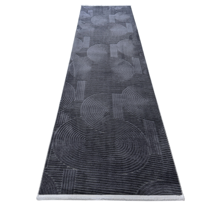 Traversă hol antiderapantă, 80x300 cm, soft 3D, model acolade, antracit [3]