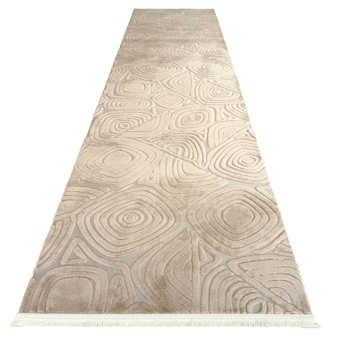 Traversă hol antiderapantă, 80x300 cm, soft 3D, model triunghi, bej [3]