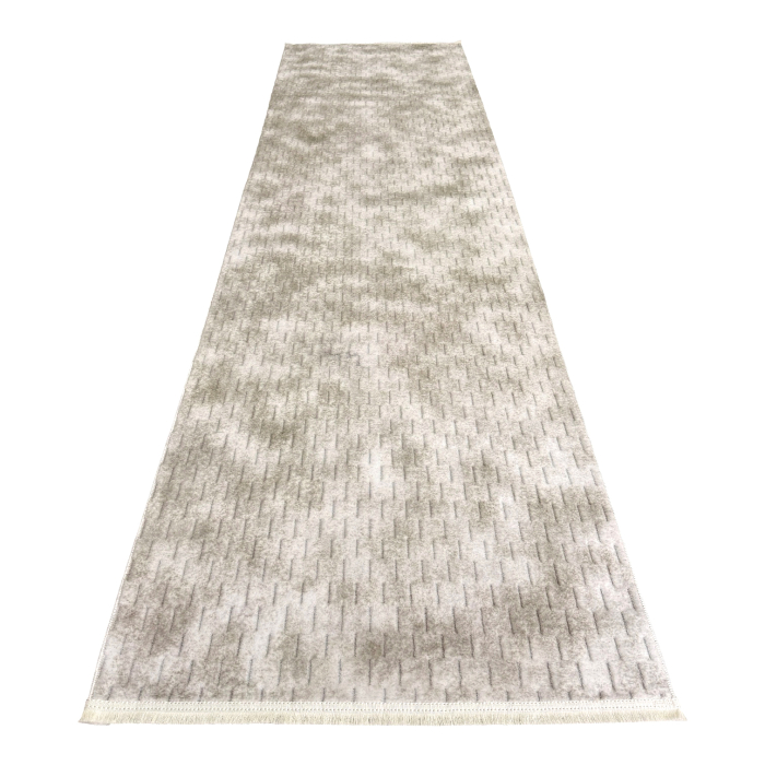 Traversă hol antiderapantă, 80x300 cm, Welsoft, model abstract, bej-taupe, TRV4212 [6]