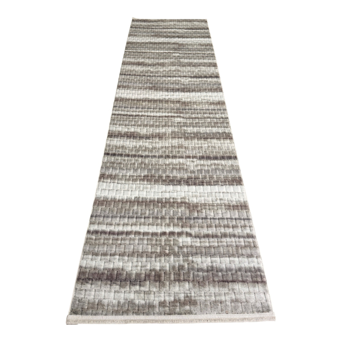 Traversă hol antiderapantă, 80x300 cm, Welsoft, model dungi, maro-bej, TRV4252 [7]