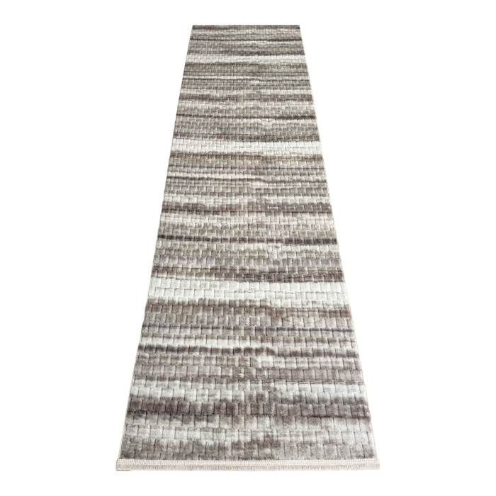 Traversă hol antiderapantă, 80x300 cm, Welsoft, model dungi, maro-bej, TRV4252 [6]