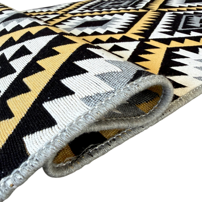 Traversă hol țesută tradițional, 80x300 cm, 2 fețe, Model Boho Etnic Ocru [9]