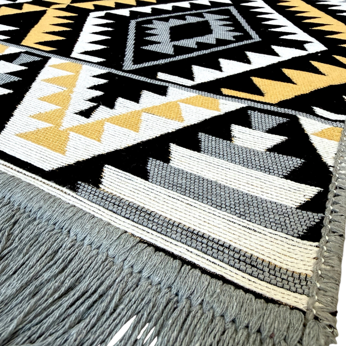 Traversă hol țesută tradițional, 80x300 cm, 2 fețe, Model Boho Etnic Ocru [7]