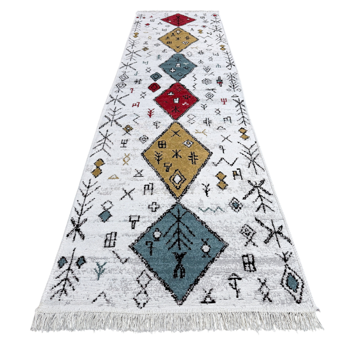 Traversă hol țesută tradițional, 80x300 cm, 2 fețe, model rustic modern [3]