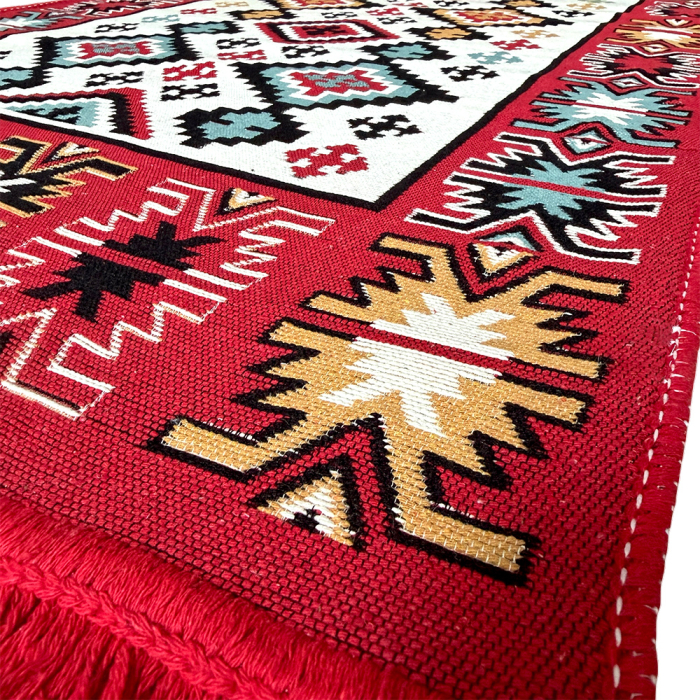 Traversă hol țesută tradițional, 80x300 cm, 2 fețe, geometric, roșu [5]