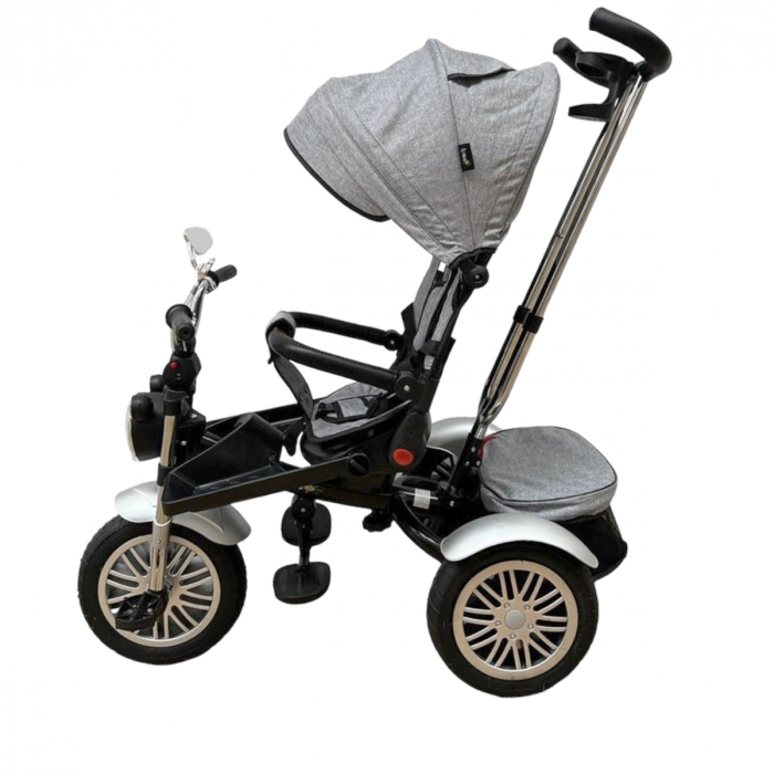 Tricicletă cu scaun rotativ, poziție de somn, pliabilă, far luminos, muzică, gri, BTR10 [5]
