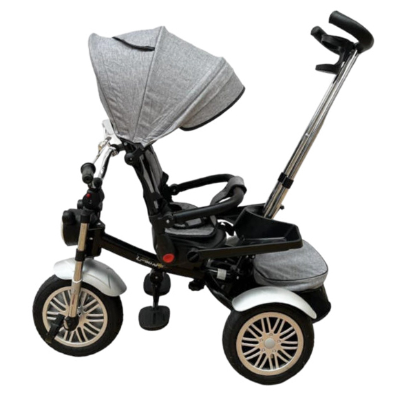 Tricicletă cu scaun rotativ, poziție de somn, pliabilă, far luminos, muzică, gri, BTR10 [4]