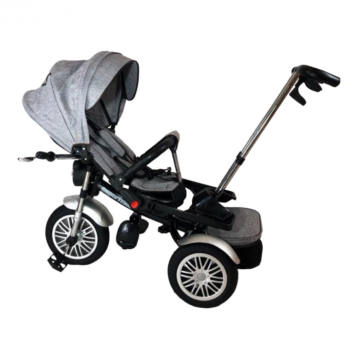 Tricicletă cu scaun rotativ, poziție de somn, pliabilă, far luminos, muzică, gri, BTR10 [3]