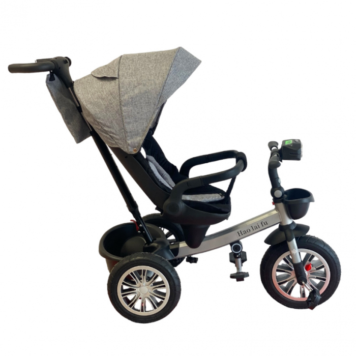 Tricicletă cu scaun rotativ și poziție de somn, pliabilă, gri, BTR05 [3]