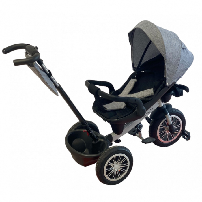 Tricicletă cu scaun rotativ și poziție de somn, pliabilă, gri, BTR05 [6]