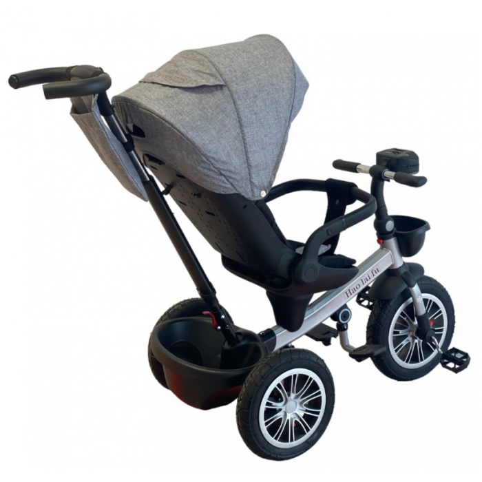 Tricicletă cu scaun rotativ și poziție de somn, pliabilă, gri, BTR05 [4]