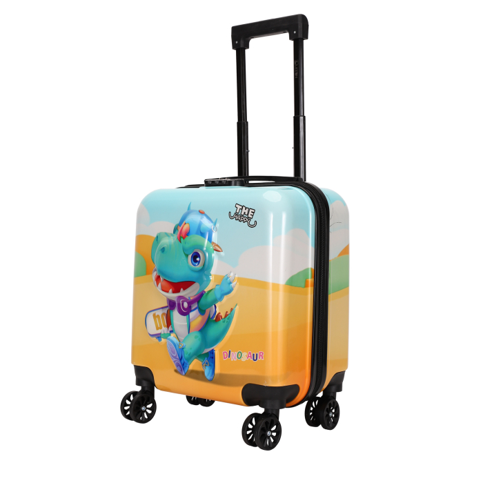 Troler copii 43x35x23 cm, 4 roți, ABS + Policarbonat, model Dinozaur 3D multicolor [3]