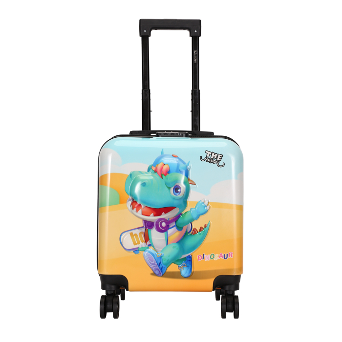 Troler copii 43x35x23 cm, 4 roți, ABS + Policarbonat, model Dinozaur 3D multicolor [2]