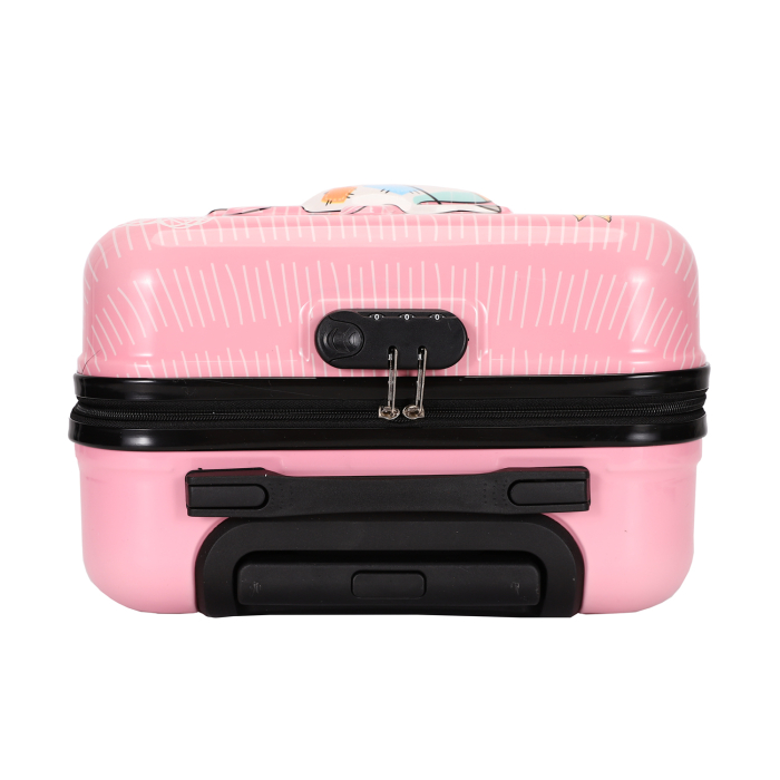 Troler copii 43x35x23 cm, 4 roți, ABS + Policarbonat, model Girafă 3D roz [5]