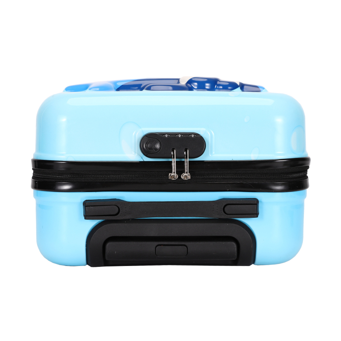 Troler copii 43x35x23 cm, 4 roți, ABS + Policarbonat, model Rechin 3D albastru [6]