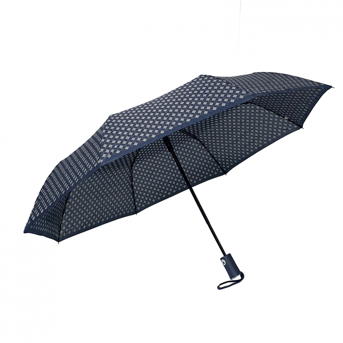 Umbrelă pliabilă deschidere automată, antivânt, 100 cm, în husă, bleumarin cu alb [3]