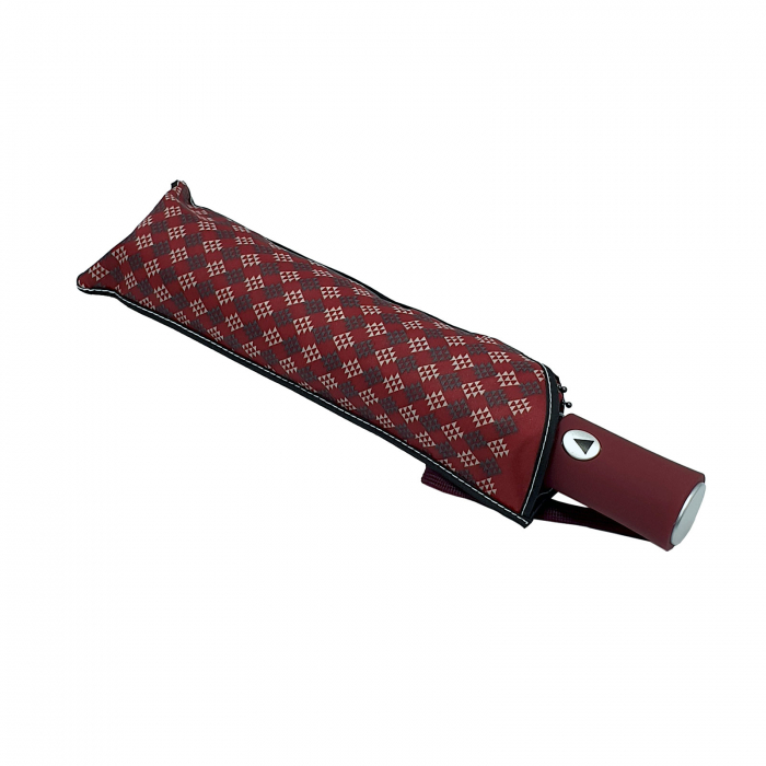 Umbrelă pliabilă deschidere automată, antivânt, 100 cm, în husă, grena cu alb [2]