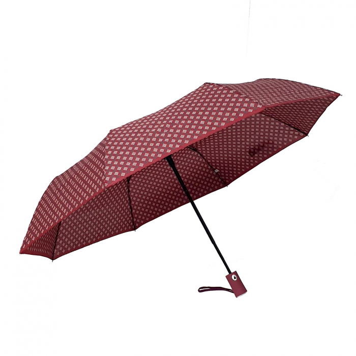 Umbrelă pliabilă deschidere automată, antivânt, 100 cm, în husă, grena cu alb [3]