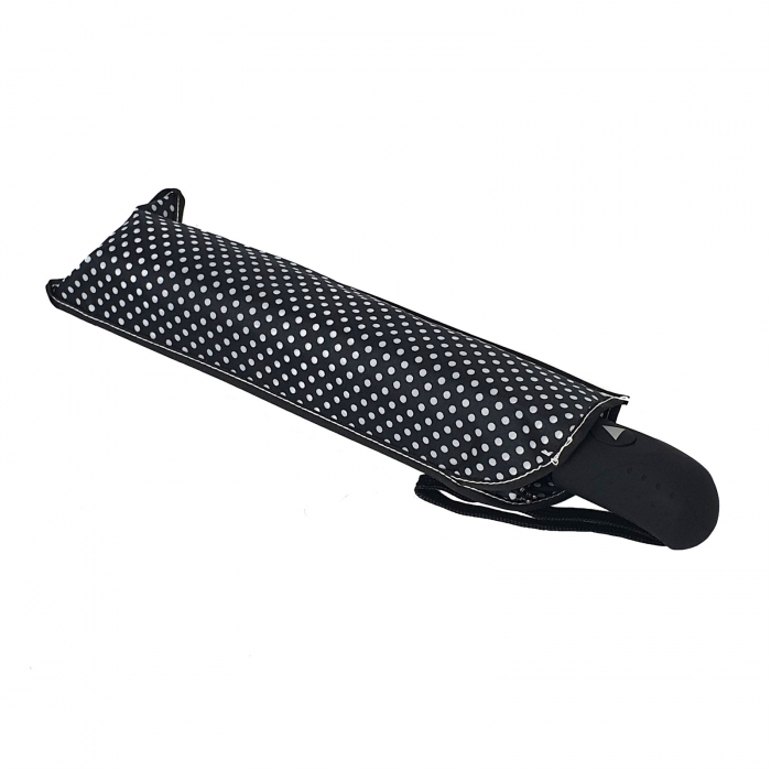 Umbrelă pliabilă deschidere automată, antivânt, 100 cm, în husă, negru cu alb [2]