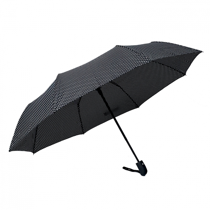 Umbrelă pliabilă deschidere automată, antivânt, 100 cm, în husă, negru cu alb [3]