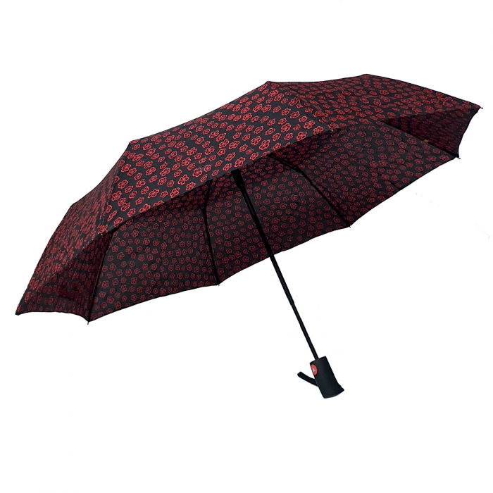 Umbrelă pliabilă deschidere automată, antivânt, 100 cm, în husă, negru cu roșu [3]