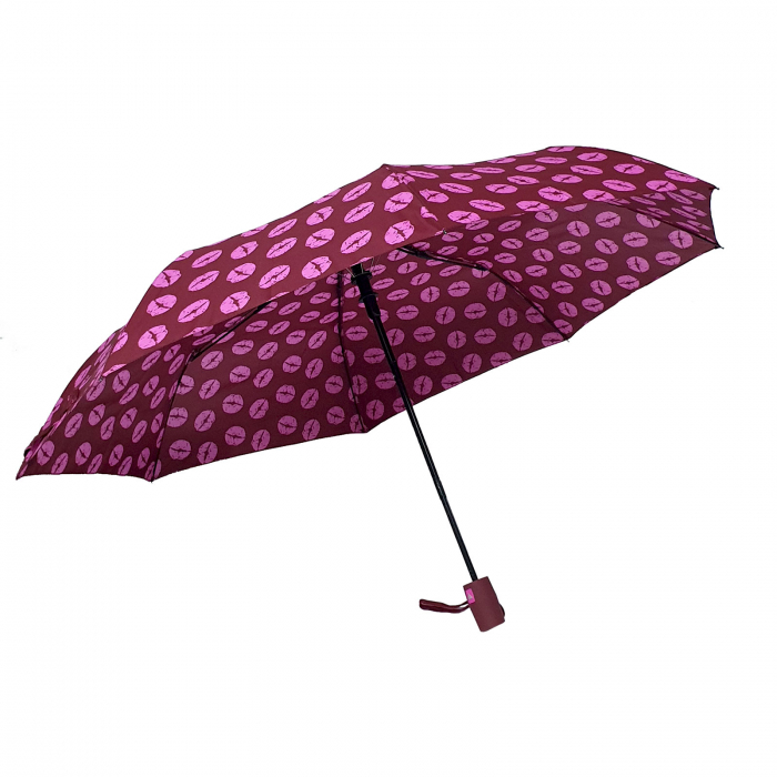 Umbrelă pliabilă deschidere automată, antivânt, 100 cm, în husă, grena cu roz [3]
