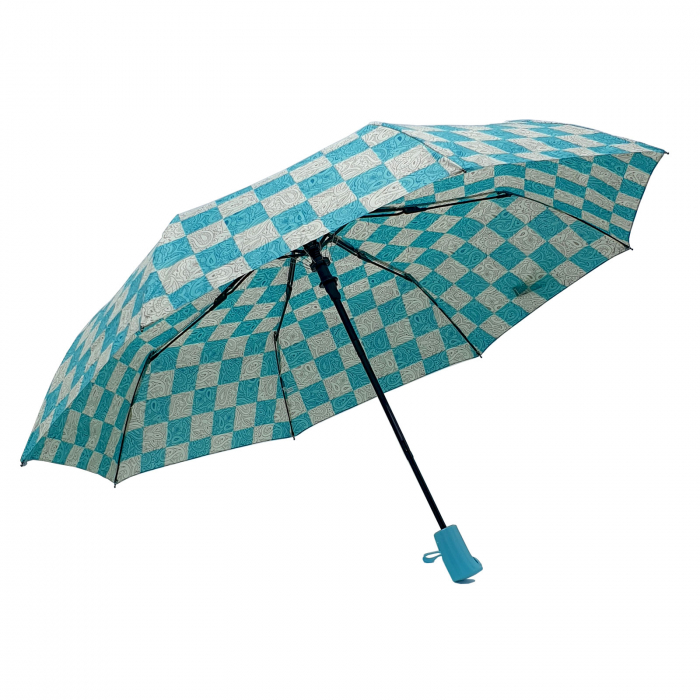 Umbrelă pliabilă deschidere automată, antivânt, 100 cm, în husă, turcoaz cu alb [3]