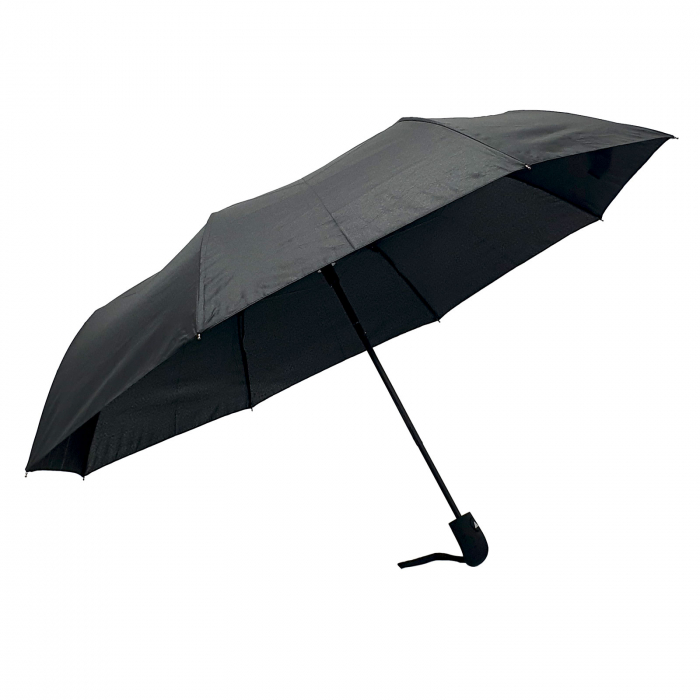 Umbrelă pliabilă deschidere automată, antivânt, 100 cm, în husă, uni negru [3]