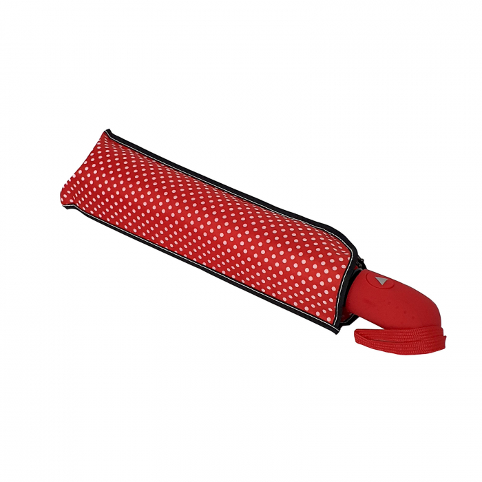 Umbrelă pliabilă deschidere automată, antivânt, 100 cm, în husă, roșu cu alb [2]