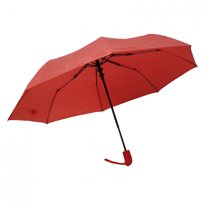 Umbrelă pliabilă deschidere automată, antivânt, 100 cm, în husă, roșu cu alb [3]