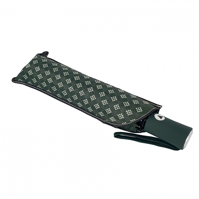 Umbrelă pliabilă deschidere automată, antivânt, 100 cm, în husă, verde cu alb [2]