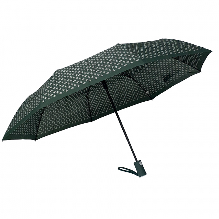 Umbrelă pliabilă deschidere automată, antivânt, 100 cm, în husă, verde cu alb [3]