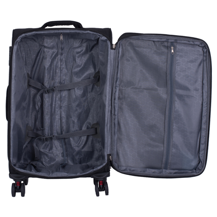 Valiză troler textil, negru, 4 roți antișoc, 50 litri, mic [8]