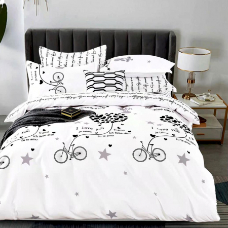 Lenjerii Finet - Lenjerie de pat 2 persoane, bumbac finet, 6 piese, 2 fețe, SP230