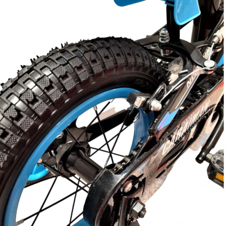 Biciclete - Bicicletă Fulger by Caraiman, cu roți ajutătoare, roți 12 sau 14 inch, cadru oțel, albastră, BC22