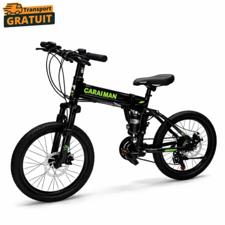 Bicicletă Caraiman, pliabilă, roți 20 inch, cu dublă suspensie, frâne pe disc, verde [0]