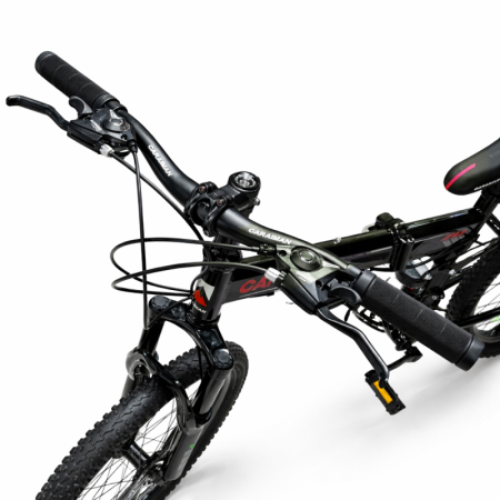 Biciclete - Bicicletă Caraiman, pliabilă, roți 20 inch, cu dublă suspensie, frâne pe disc, roșie