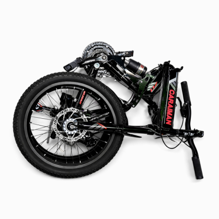Biciclete - Bicicletă Caraiman, pliabilă, roți 20 inch, cu dublă suspensie, frâne pe disc, roșie