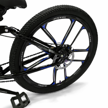 Biciclete - Bicicletă Caraiman, pliabilă, roți 26 inch, cu dublă suspensie, frâne pe disc, albastră