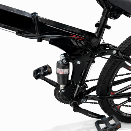 Biciclete - Bicicletă Caraiman, pliabilă, roți 26 inch, cu dublă suspensie, frâne pe disc, roșie