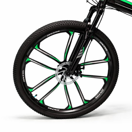 Biciclete - Bicicletă Caraiman, pliabilă, roți 26 inch, cu dublă suspensie, frâne pe disc, verde