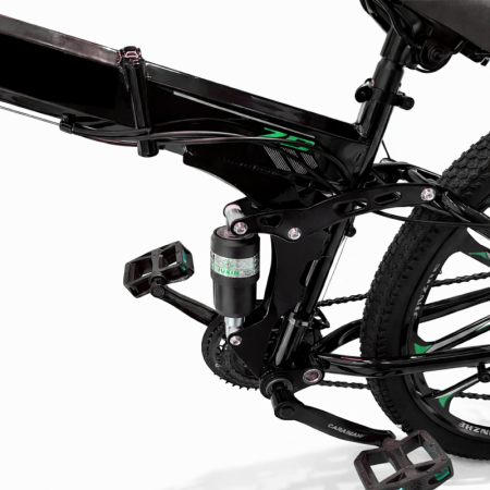 Biciclete - Bicicletă Caraiman, pliabilă, roți 26 inch, cu dublă suspensie, frâne pe disc, verde