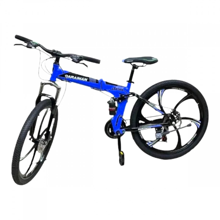 Biciclete - Bicicletă Caraiman, pliabilă, roți 26 inch, cu dublă suspensie, frâne pe disc, albastră, BC61