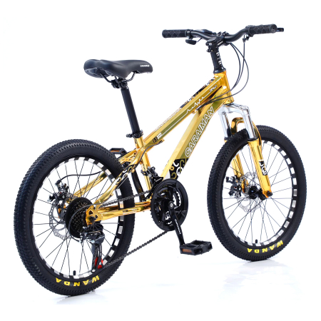 Biciclete - Bicicletă Caraiman, roți 24 inch, cadru oțel, frâne pe disc, galbenă, BC91