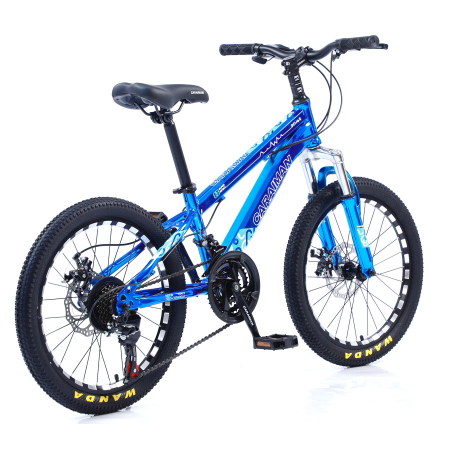 Biciclete - Bicicletă Caraiman, roți 24 inch, cadru oțel, frâne pe disc, albastră, BC90