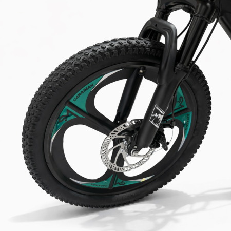 Biciclete - Bicicletă Caraiman, roți 20 inch, cadru oțel, frâne pe disc, negru cu verde