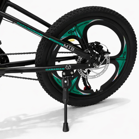 Biciclete - Bicicletă Caraiman, roți 20 inch, cadru oțel, frâne pe disc, negru cu verde